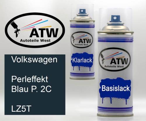 Volkswagen, Perleffekt Blau P. 2C, LZ5T: 400ml Sprühdose + 400ml Klarlack - Set, von ATW Autoteile West.